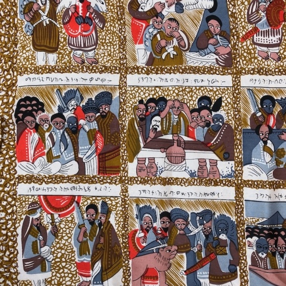 VTG 1950s 1960s Silk Exodus Story Novelty Print Scarf - Picture 7 of 9